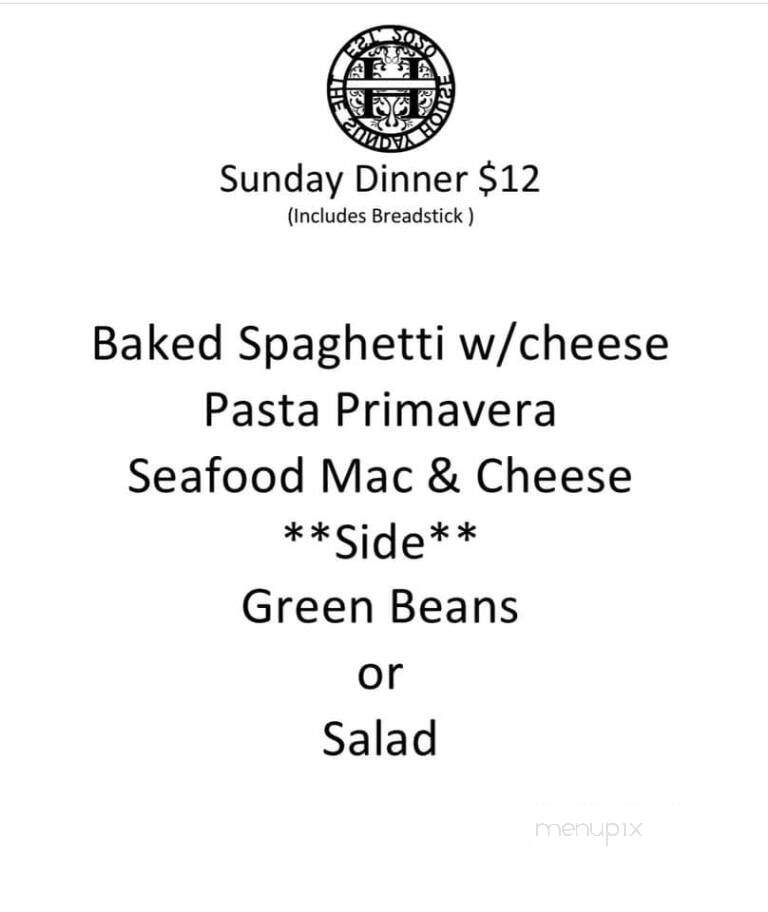 The Sunday House - Pleasant View, TN menu_pic