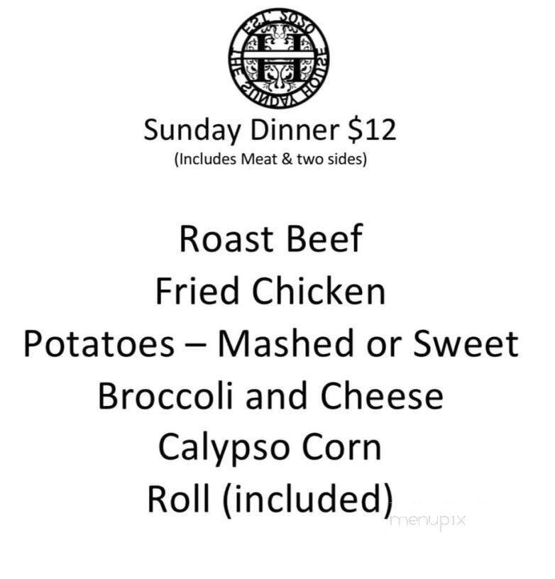 The Sunday House - Pleasant View, TN menu_pic