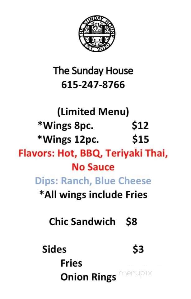 The Sunday House - Pleasant View, TN menu_pic
