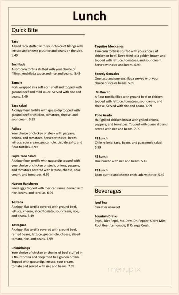 Los Chimas Mexican Restaurant - Marceline, MO menu_pic