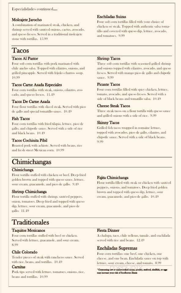 Los Chimas Mexican Restaurant - Marceline, MO menu_pic