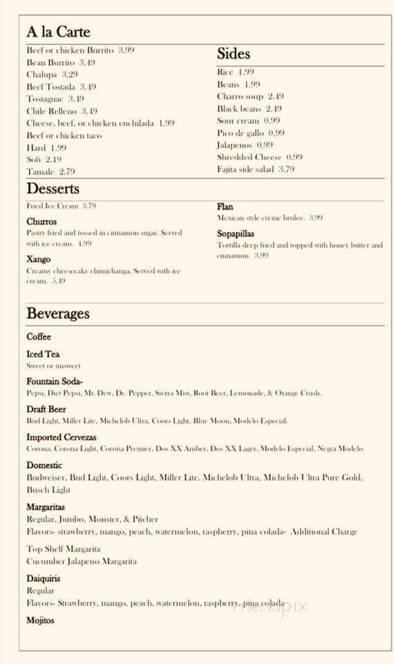 Los Chimas Mexican Restaurant - Marceline, MO menu_pic