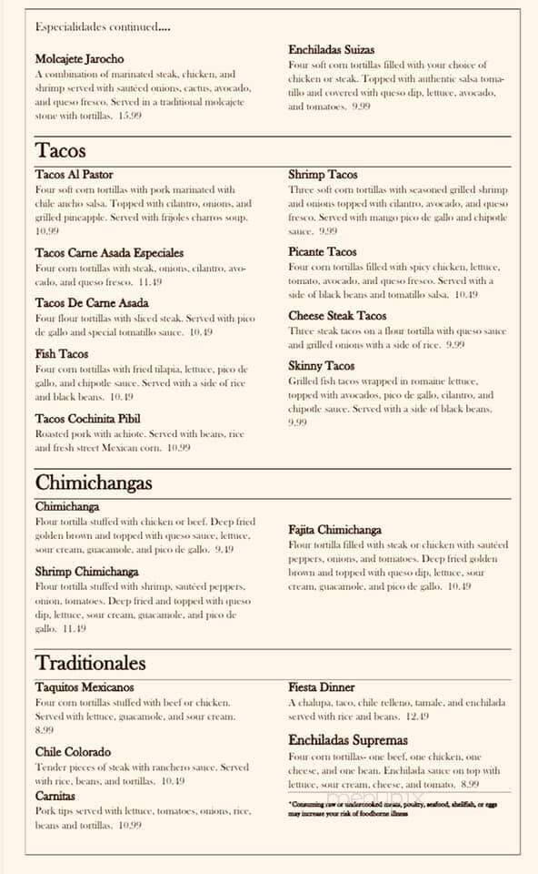 Los Chimas Mexican Restaurant - Marceline, MO menu_pic