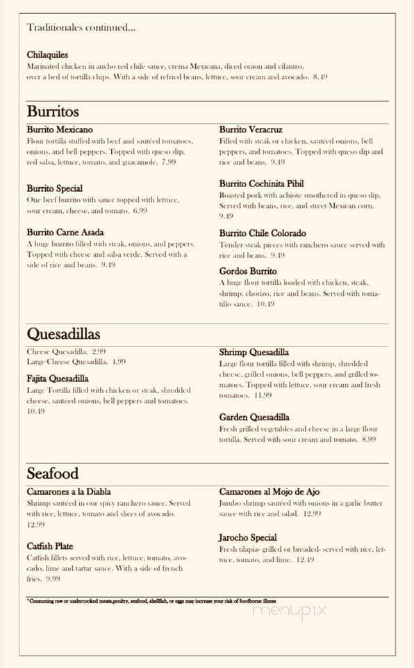 Los Chimas Mexican Restaurant - Marceline, MO menu_pic