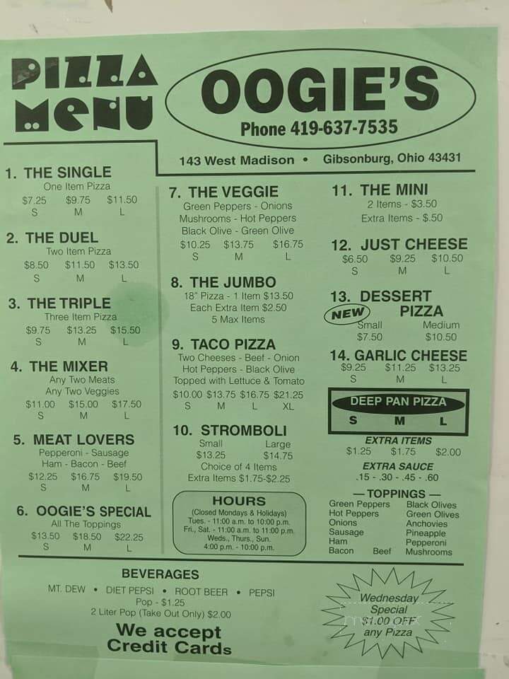 Oogie's Country Pizza - Gibsonburg, OH