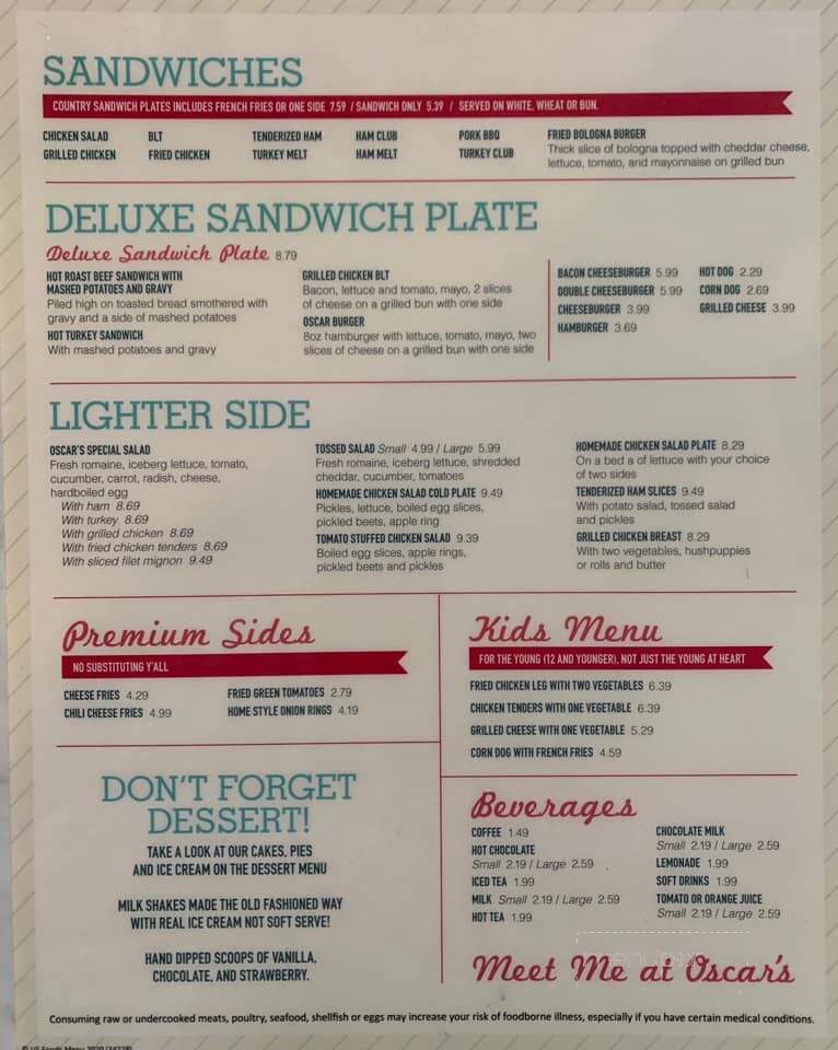 Oscar's Restaurant - Charlotte, NC menu_pic