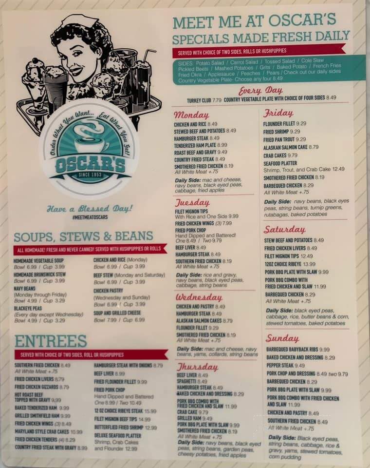 Oscar's Restaurant - Charlotte, NC menu_pic