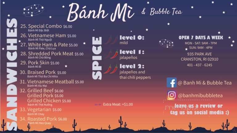 Banh Mi & Bubble Tea - Cranston, RI menu_pic