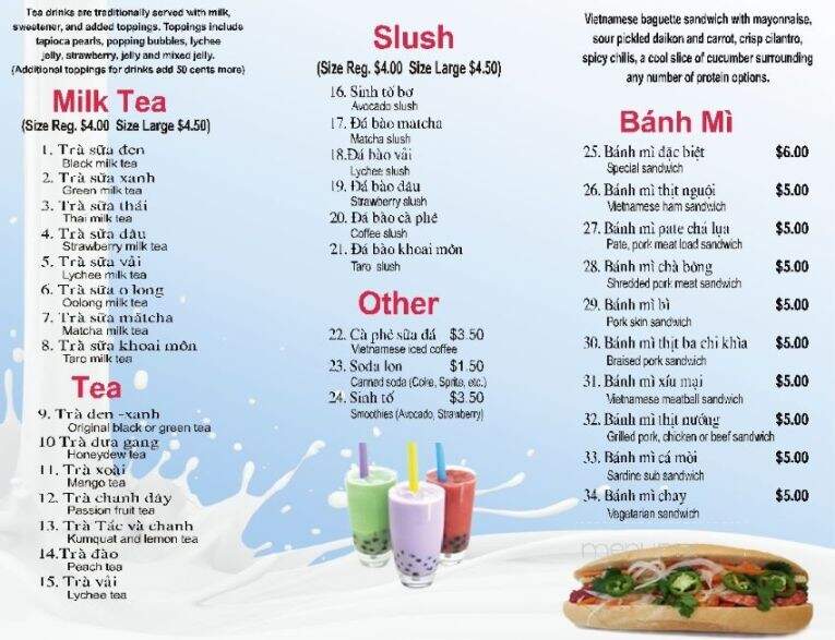 Banh Mi & Bubble Tea - Cranston, RI menu_pic