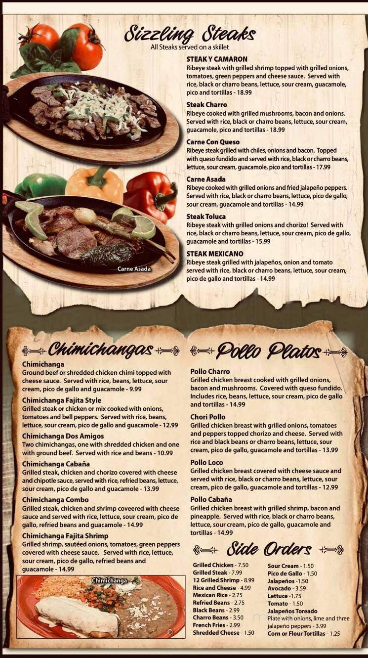 Cabana Mexican Grill - Roanoke, IN menu_pic