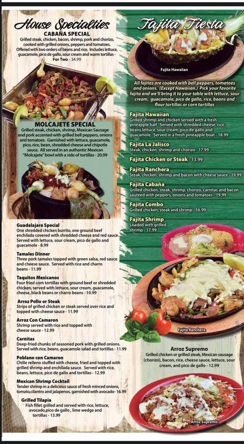 Cabana Mexican Grill - Roanoke, IN menu_pic