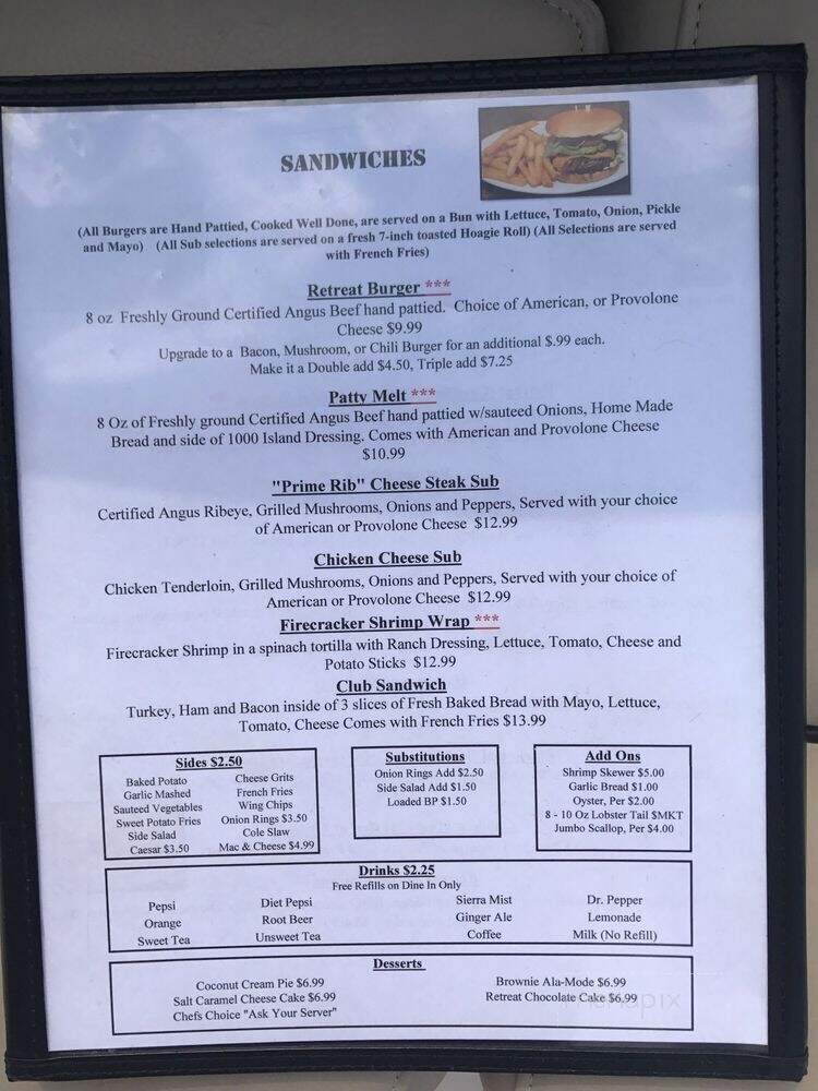 The Retreat At Colonel Creek - Ridgeway, SC menu_pic