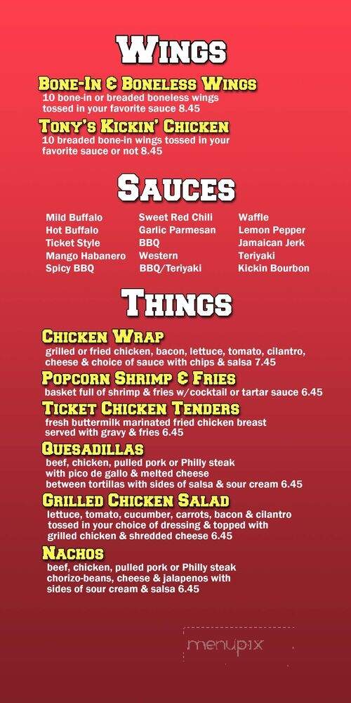 The Ticket Sports Bar & Grill - Universal City, TX menu_pic