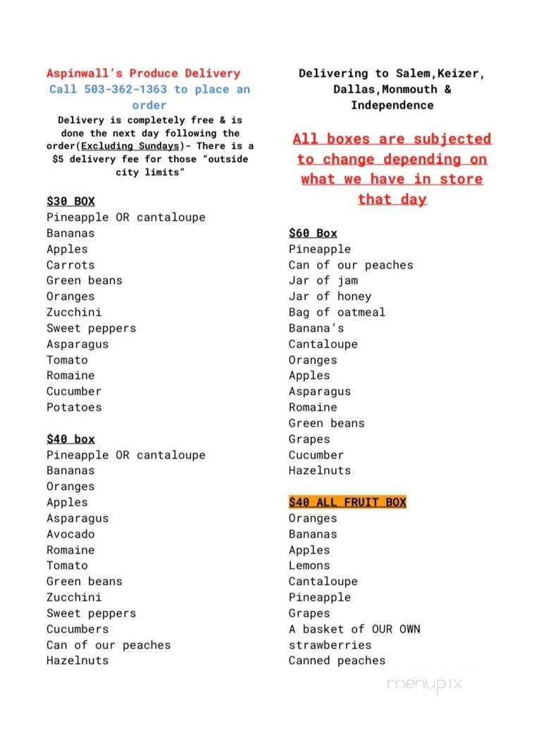 Aspinwall's Nursery & Produce - Salem, OR menu_pic