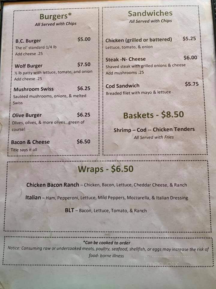 B C Bar & Grill - Barton City, MI menu_pic
