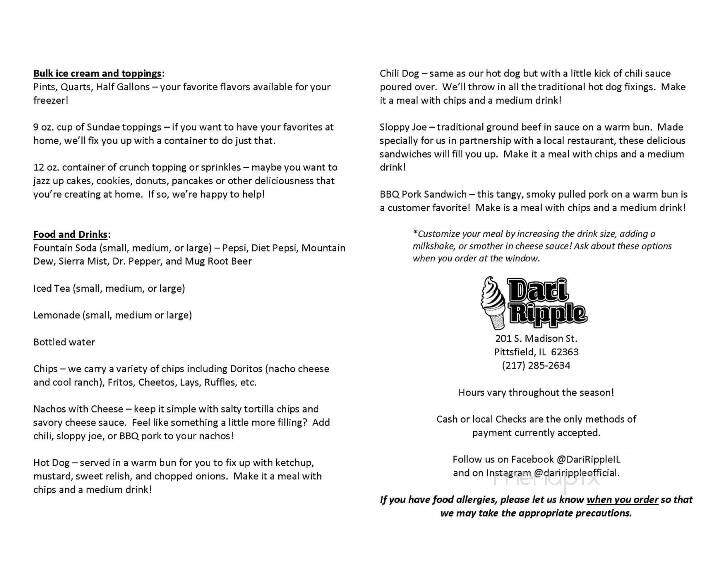 Dari Ripple - Pittsfield, IL menu_pic