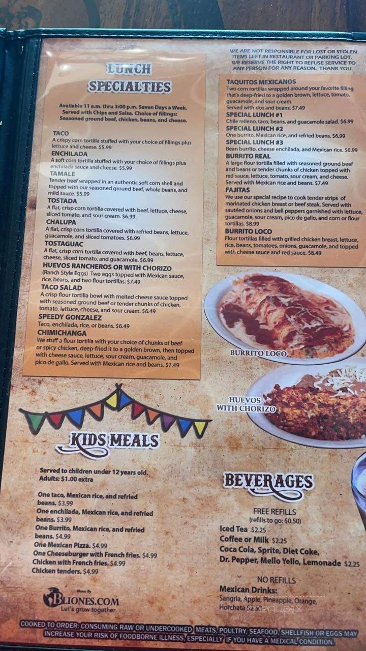 Los Mariachis - Glasgow, KY menu_pic