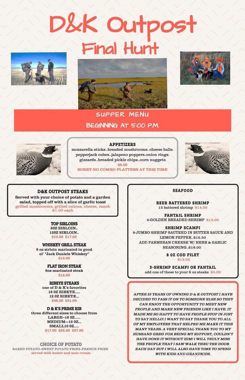 D & K Outpost - Highmore, SD menu_pic