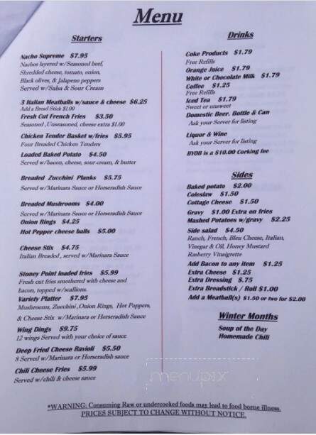 Stoney Point Restaurant & Lounge - Jefferson, PA menu_pic