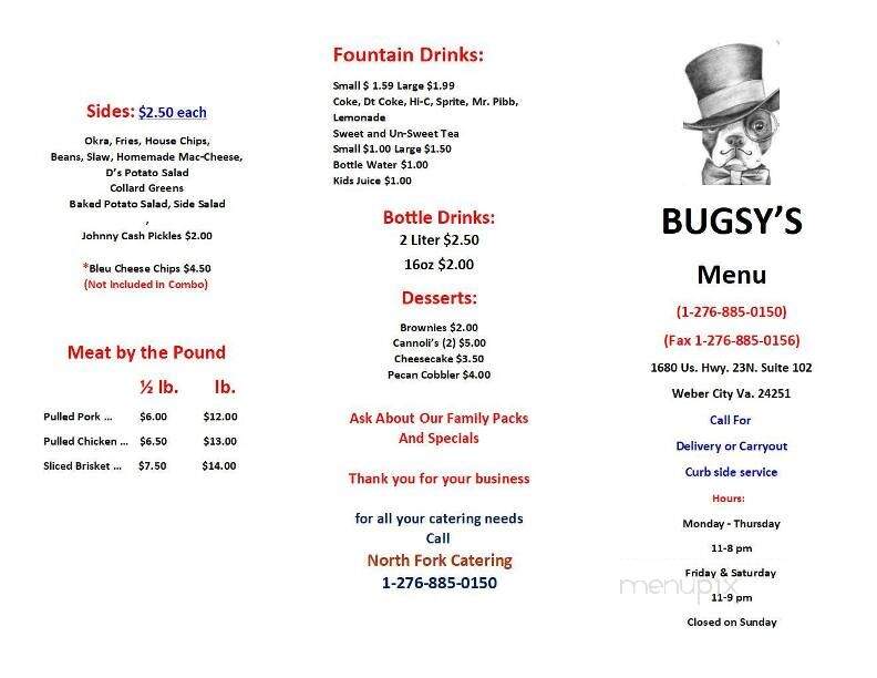 Bugsy's - Weber City, VA menu_pic