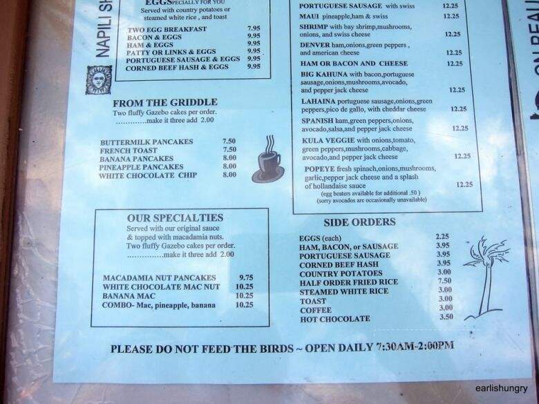 Gazebo Restaurant - Lahaina, HI menu_pic
