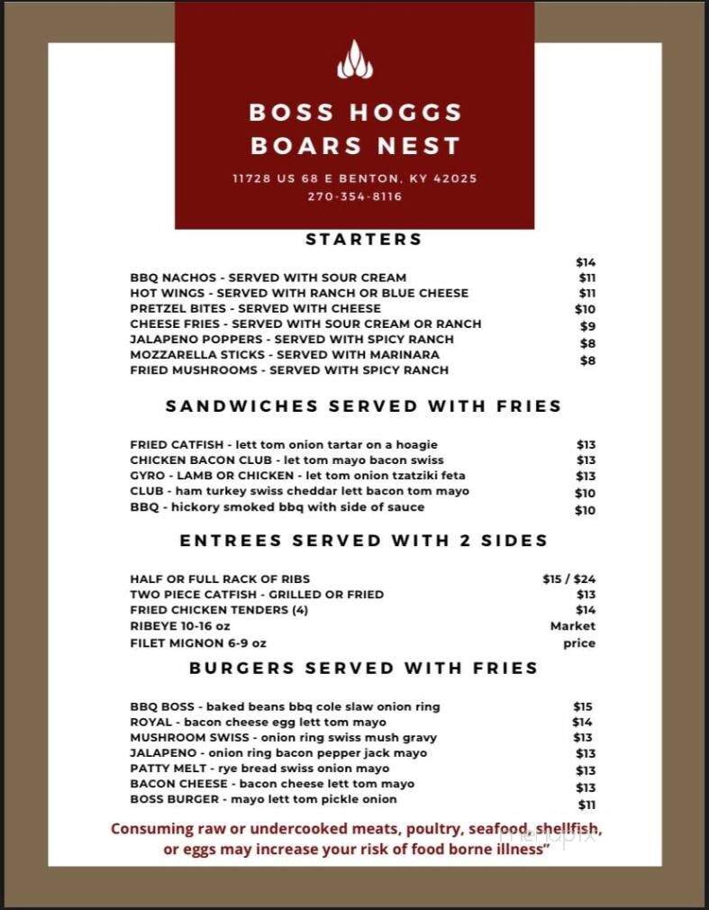 Boss Hogg's Restaurant - Benton, KY menu_pic