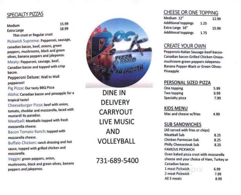 Dock's Pizza & Patio - Counce, TN menu_pic