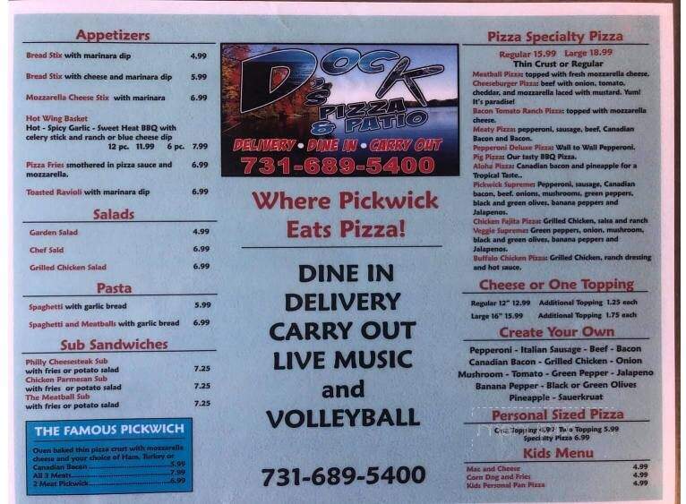 Dock's Pizza & Patio - Counce, TN menu_pic