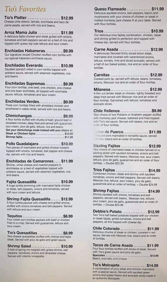 Tio's Mexican Bar & Grill - Poplar Bluff, MO menu_pic