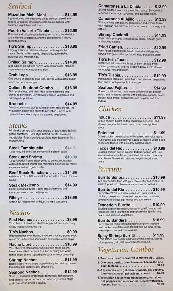 Tio's Mexican Bar & Grill - Poplar Bluff, MO menu_pic