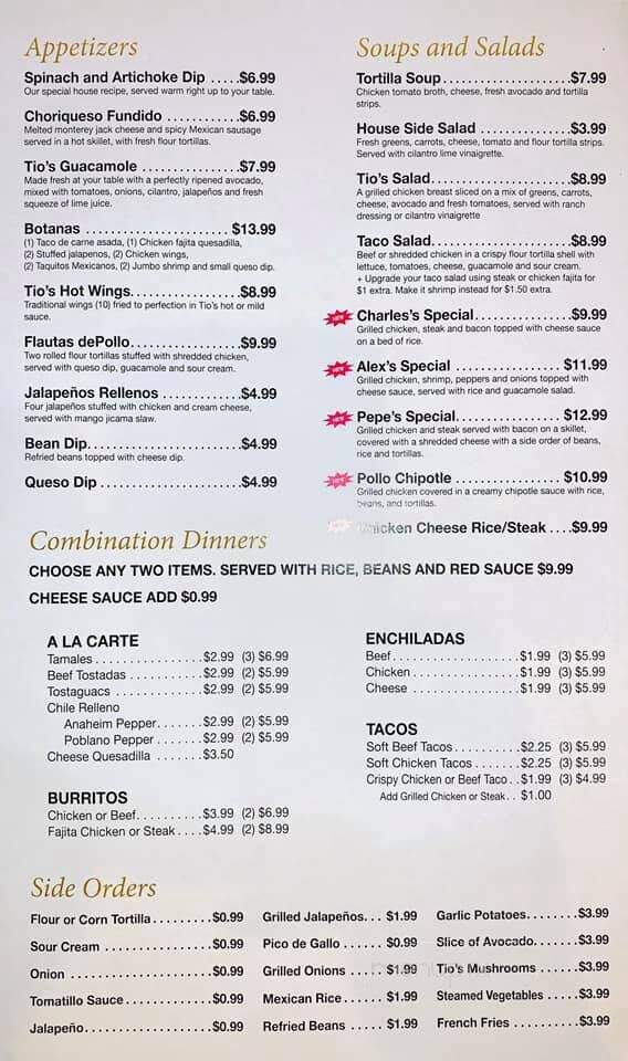 Tio's Mexican Bar & Grill - Poplar Bluff, MO menu_pic