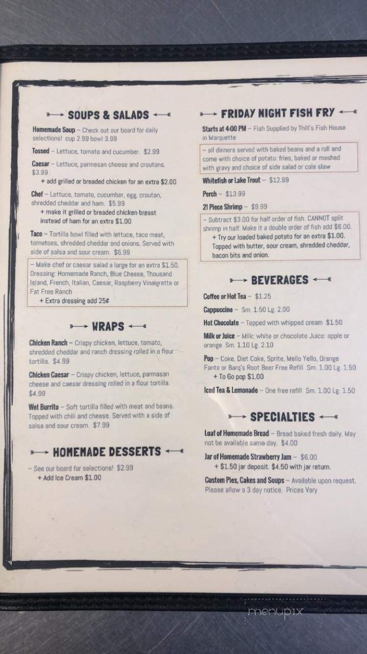 Snack Bar - Eben Junction, MI menu_pic