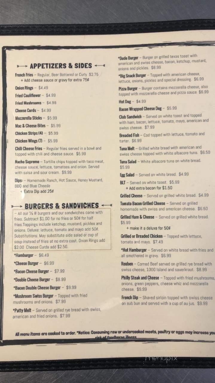Snack Bar - Eben Junction, MI menu_pic