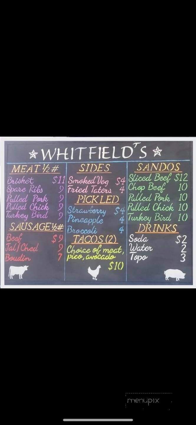Whitfield's BBQ - Austin, TX menu_pic