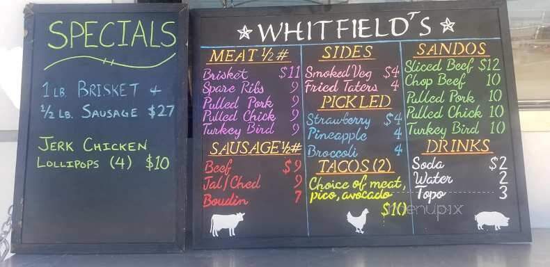 Whitfield's BBQ - Austin, TX menu_pic