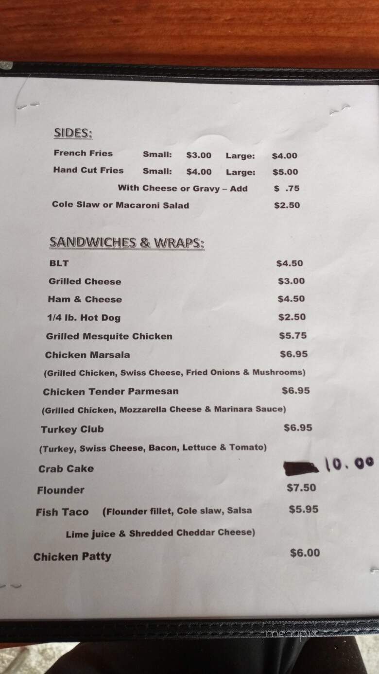 Memories Dockside Bar & Grill - Deal Island, MD menu_pic