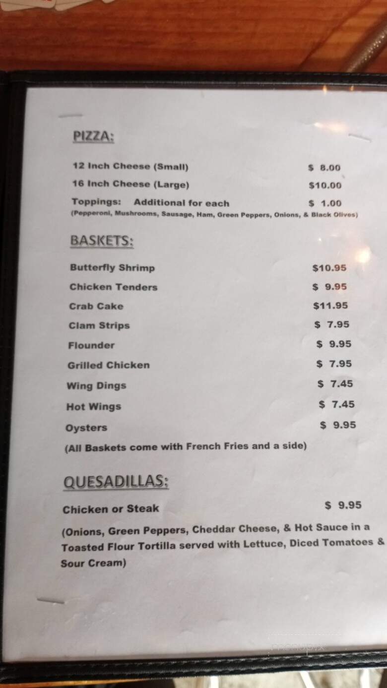 Memories Dockside Bar & Grill - Deal Island, MD menu_pic