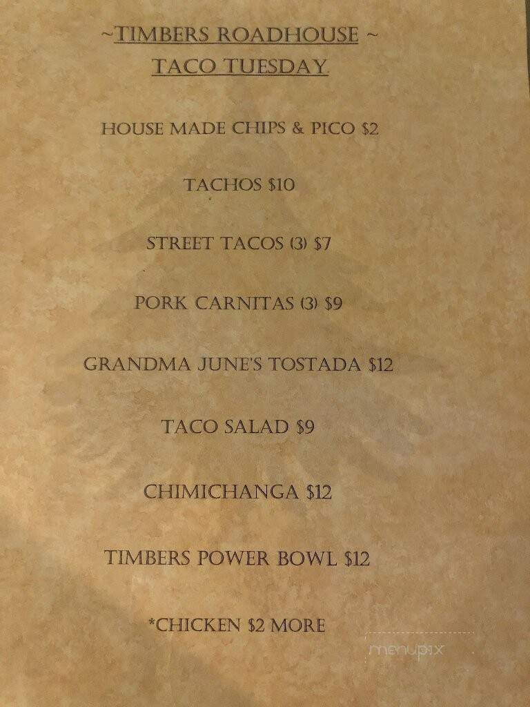 Timbers Roadhouse - Cataldo, ID menu_pic