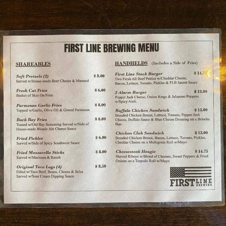 First Line Brewing - Orchard Park, NY menu_pic