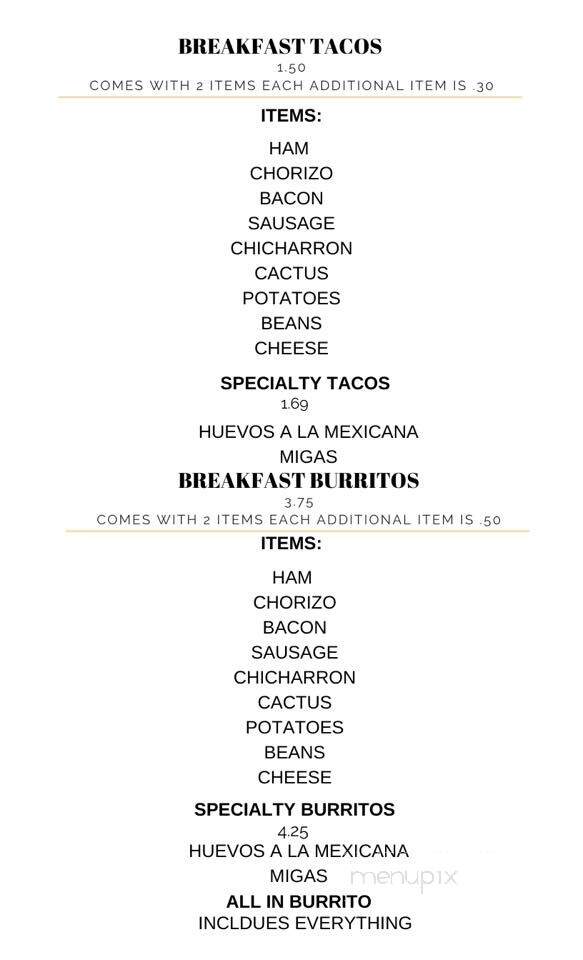 San Miguel Mexican Restaurant - Copperas Cove, TX menu_pic
