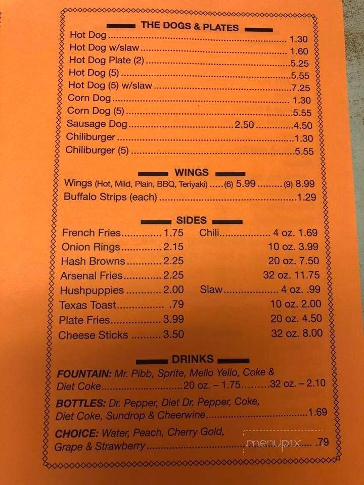 Arsenal - Gaffney, SC menu_pic