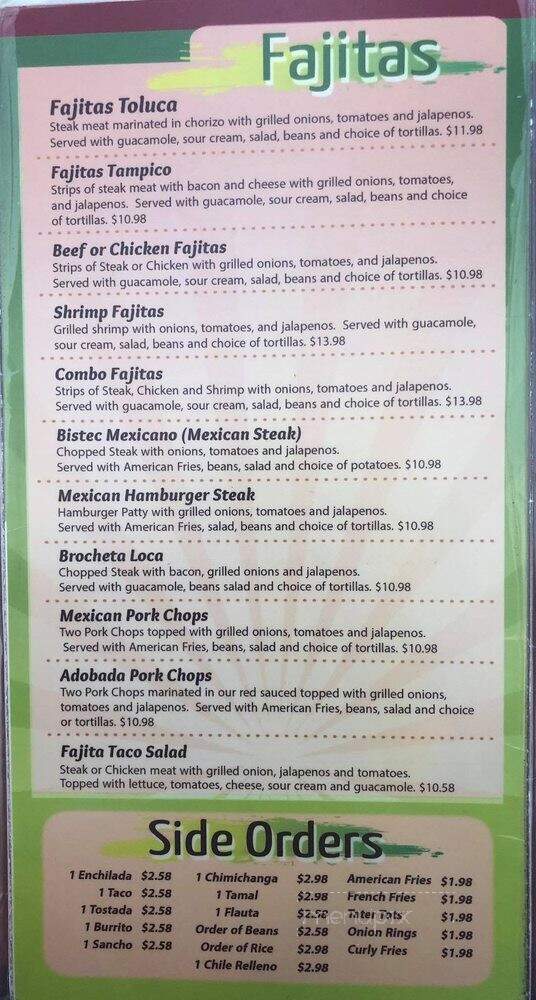 Acosta's Family Restaurant - Satanta, KS menu_pic