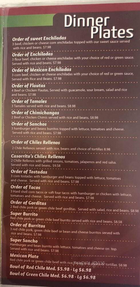 Acosta's Family Restaurant - Satanta, KS menu_pic