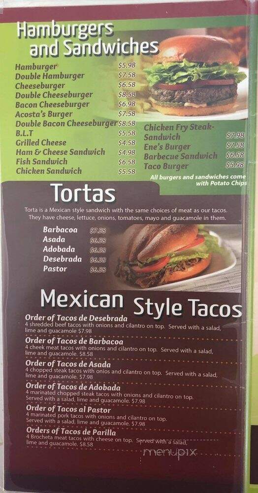 Acosta's Family Restaurant - Satanta, KS menu_pic