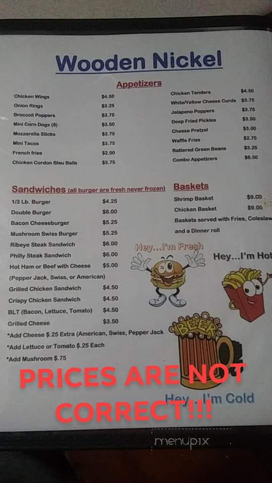 Wooden Nickel Inn - Grand Marsh, WI menu_pic