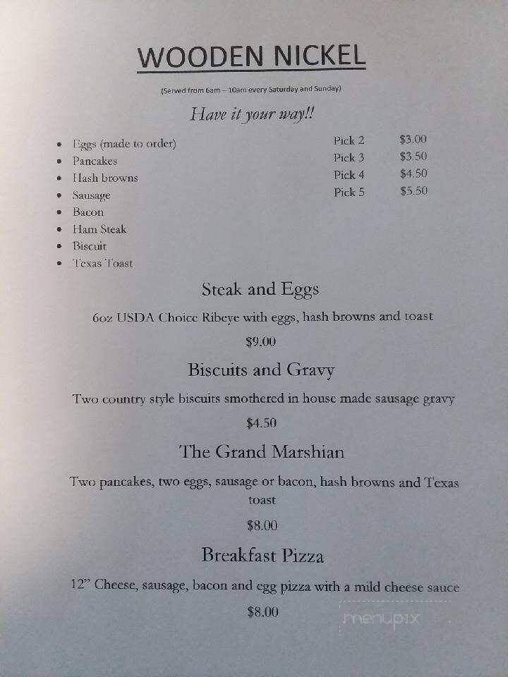 Wooden Nickel Inn - Grand Marsh, WI menu_pic