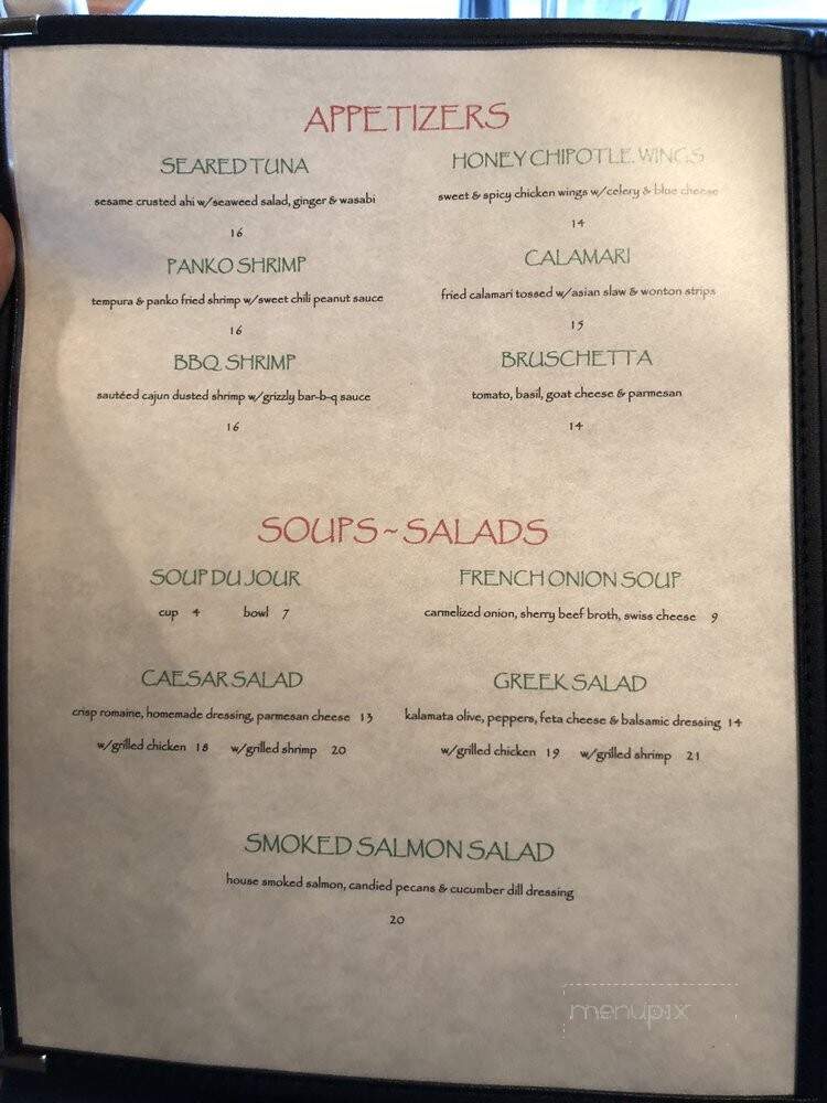 Grizzly Bar & Grill - Cameron, MT menu_pic