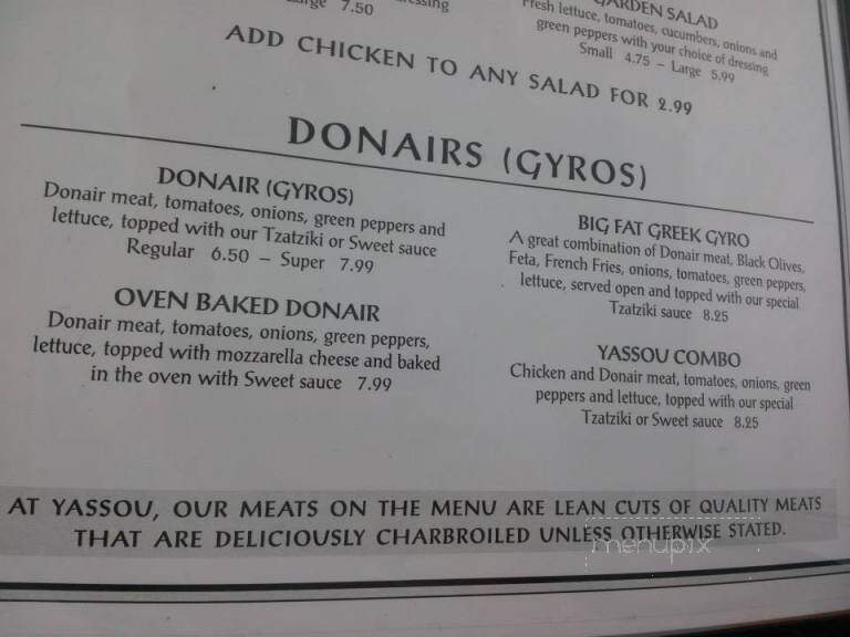 Yassou Souvlaki & Donair - Fredericton, NB menu_pic