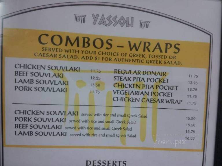 Yassou Souvlaki & Donair - Fredericton, NB menu_pic