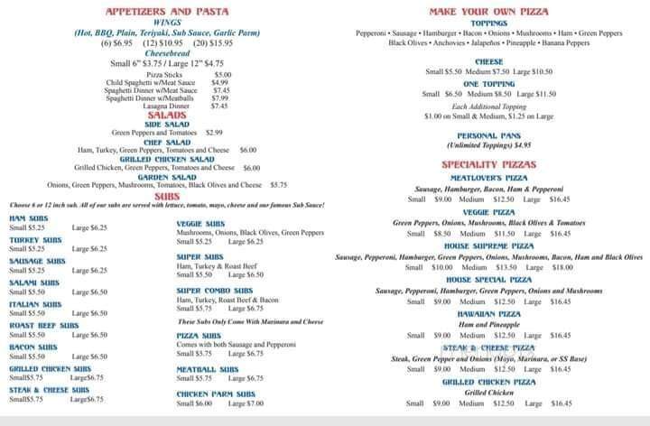 Santino's Pizza & Subs - Loris, SC menu_pic